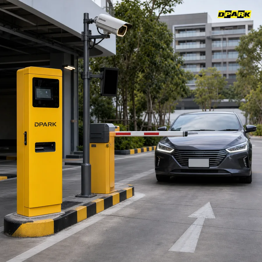 Hybrid lane ตู้กดบัตร DPARK และกล้อง LPR อ่านป้ายทะเบียนรถยนต์ทำงานร่วมกันในช่องทางเดียว