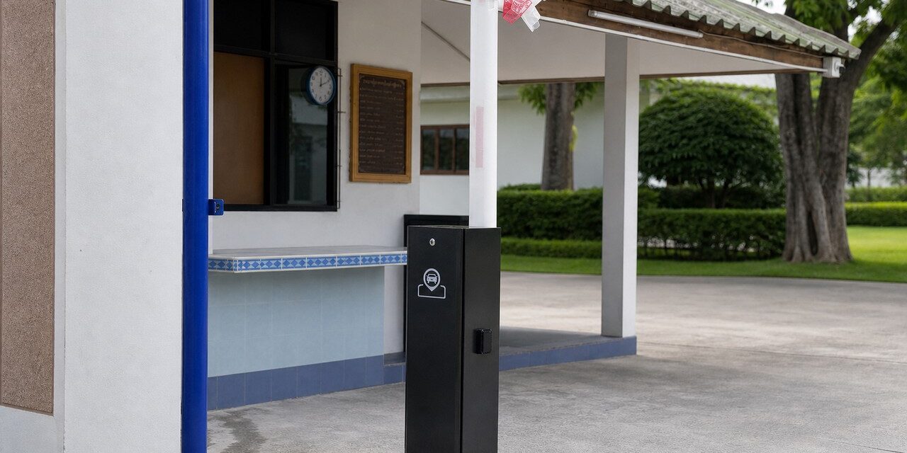โรงเรียนบางลี่วิทยา ติดตั้งไม้กั้นรถยนต์ CPG420 แบบปุ่มกด พร้อม Radar Sensor กันไม้ตีรถ
