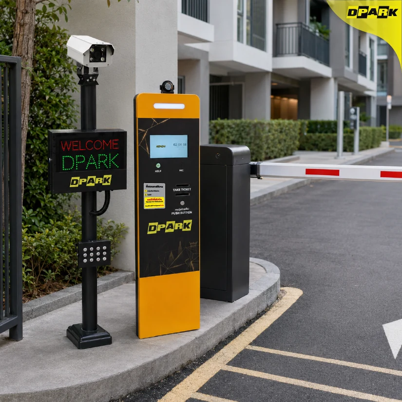 Hybrid lane ตู้กดบัตร DPARK และกล้อง LPR อ่านป้ายทะเบียนรถยนต์ทำงานร่วมกันในช่องทางเดียว